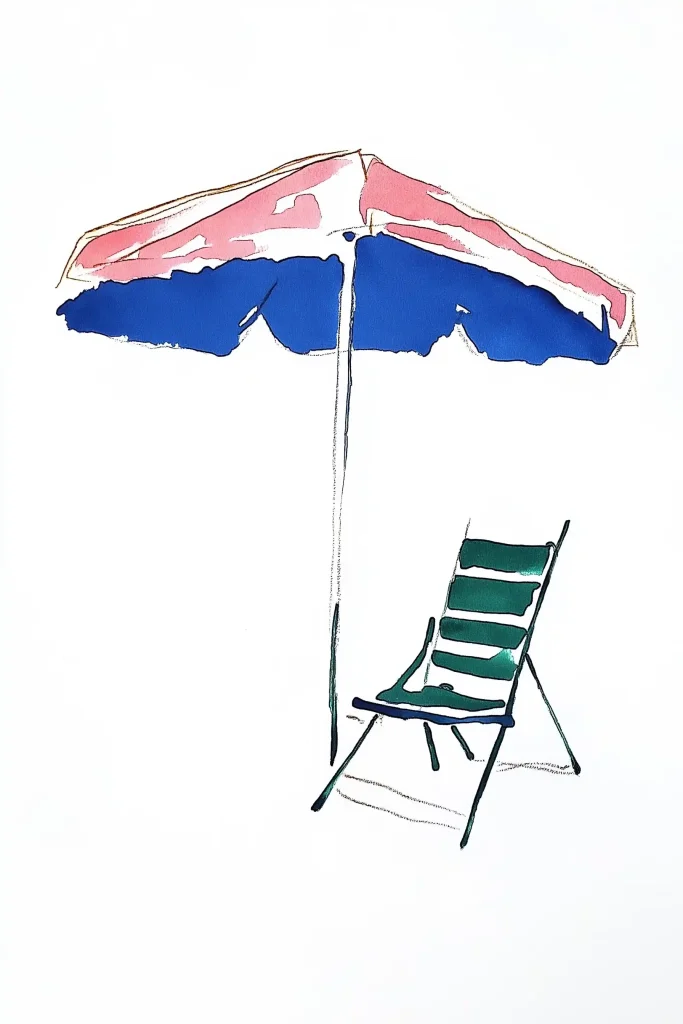 Minimal Gouache Beach Umbrella