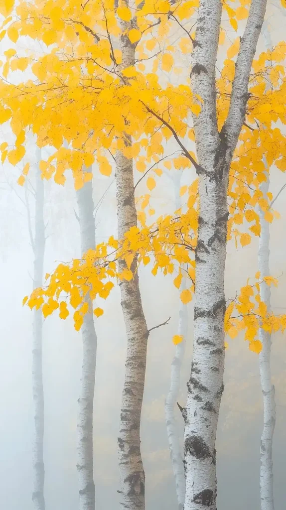 Minimalist Birch Trees Mist