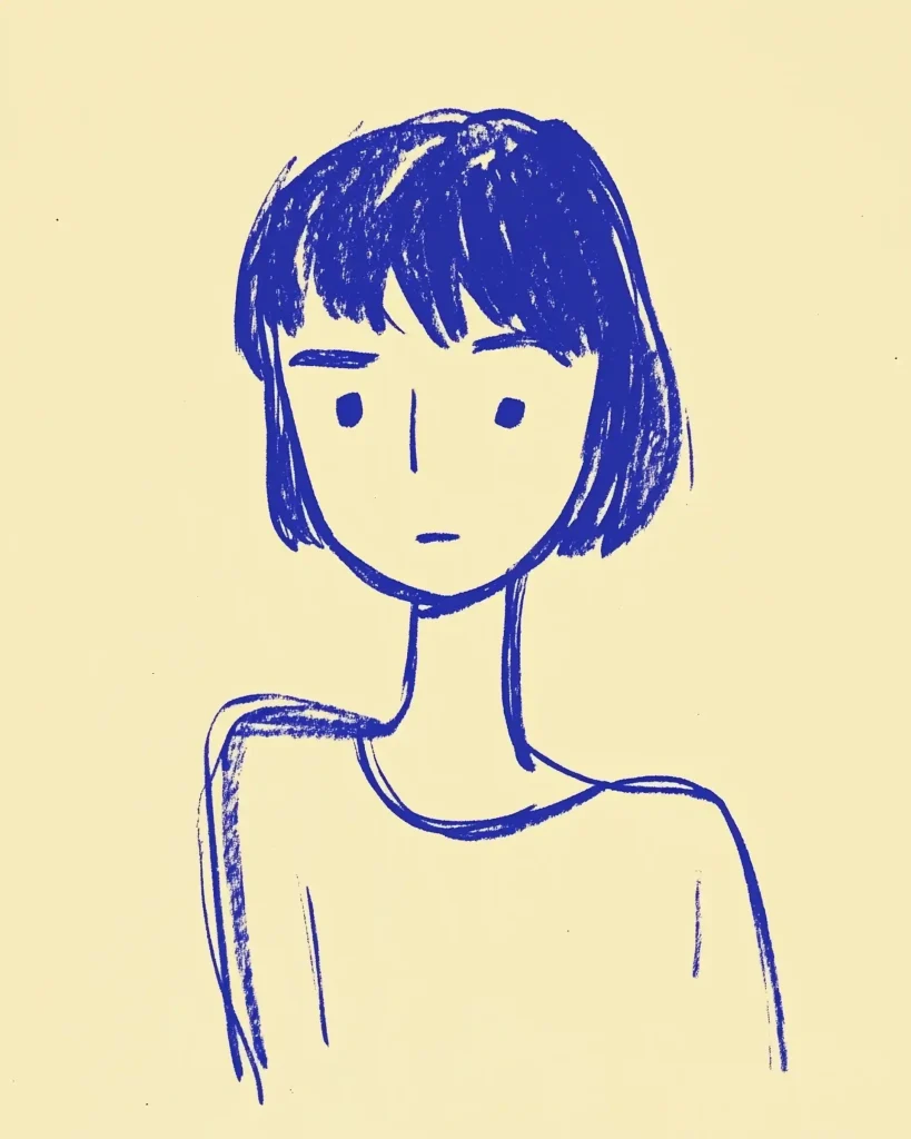 Minimalist Blue Ink Drawing