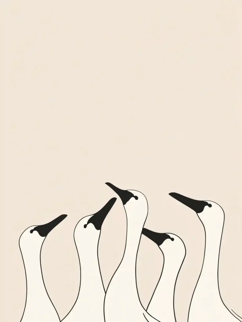 Minimalist Line Swans