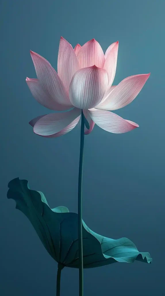 Minimalist Lotus on Blue