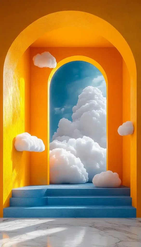 Minimalist Room with Clouds