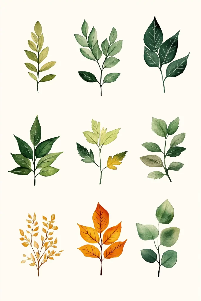 Minimalistic European Leaves Illustration