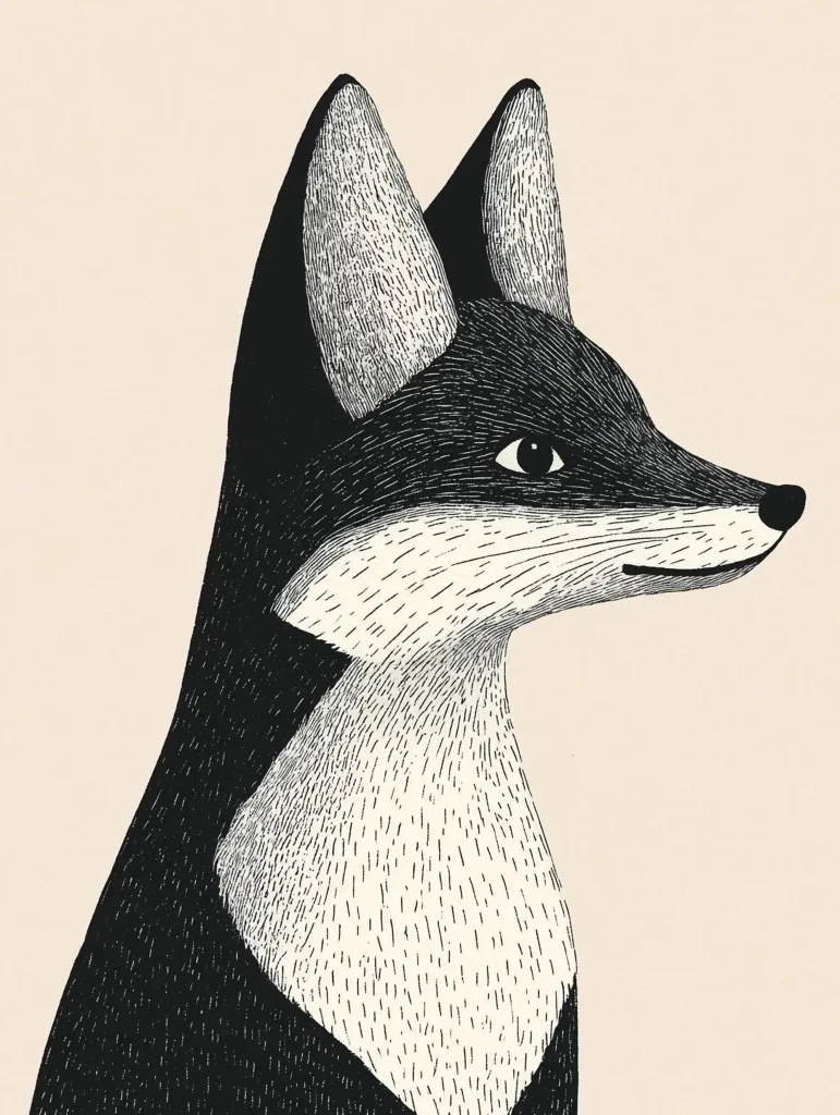 Monochrome Scandi Fox Art