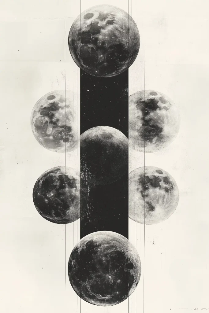 Moon Phases Line Art