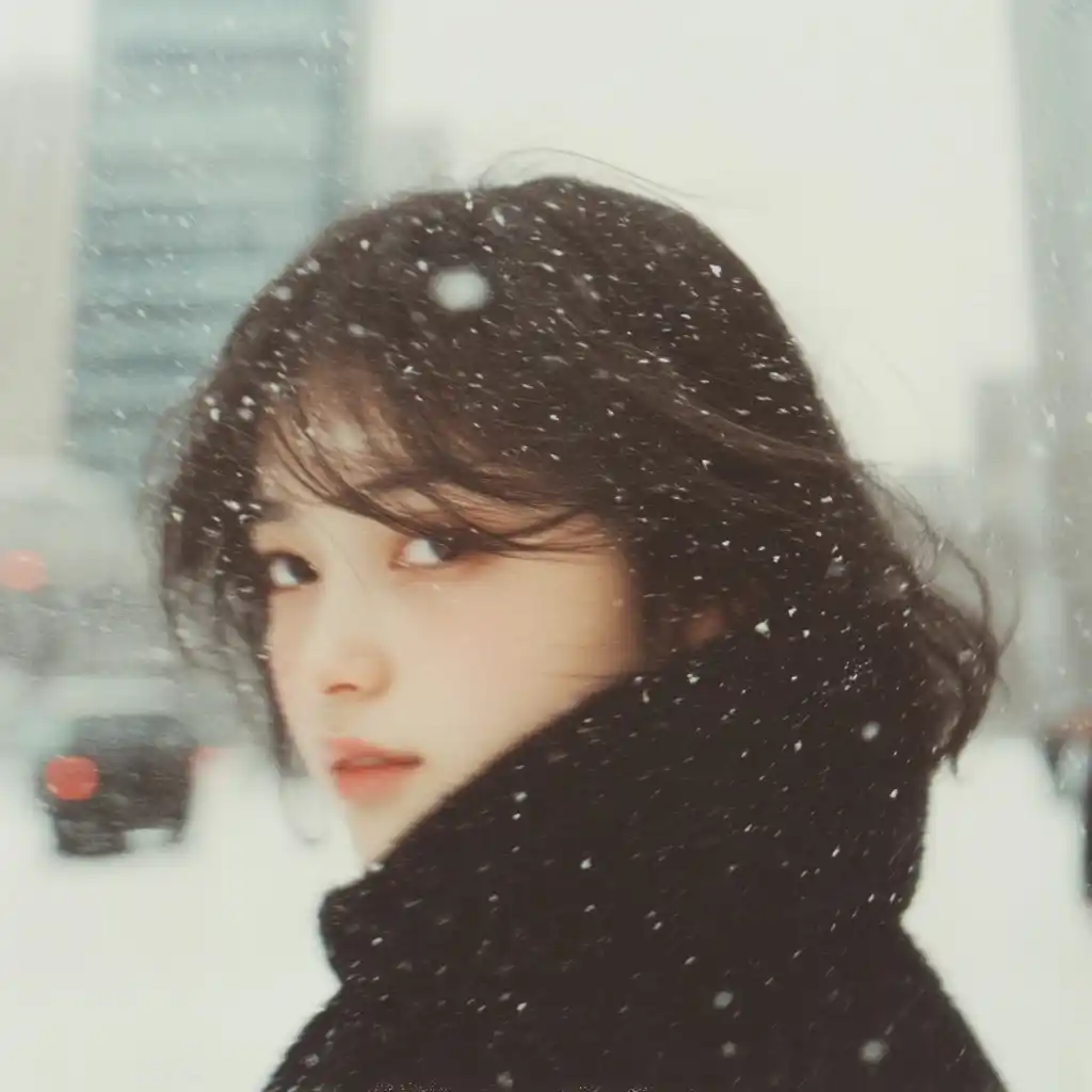 Motion Blur of Girl in Snow