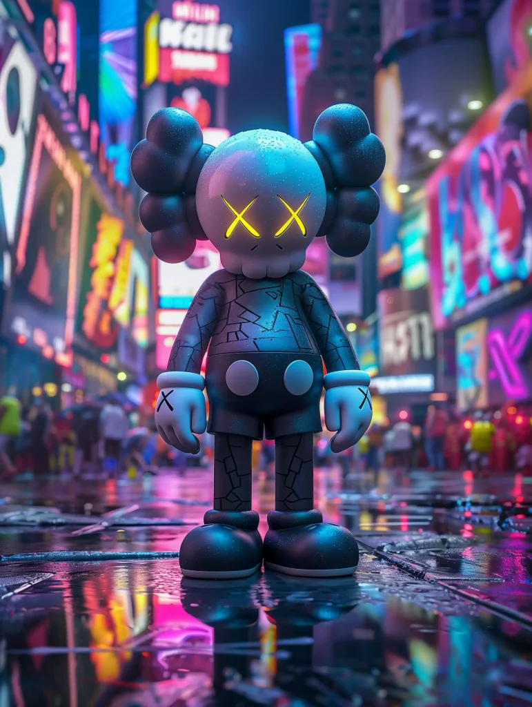 Neon Kaws in Times Square