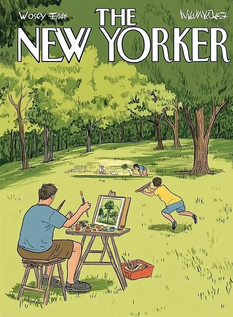 New Yorker Cartoon Park Scene