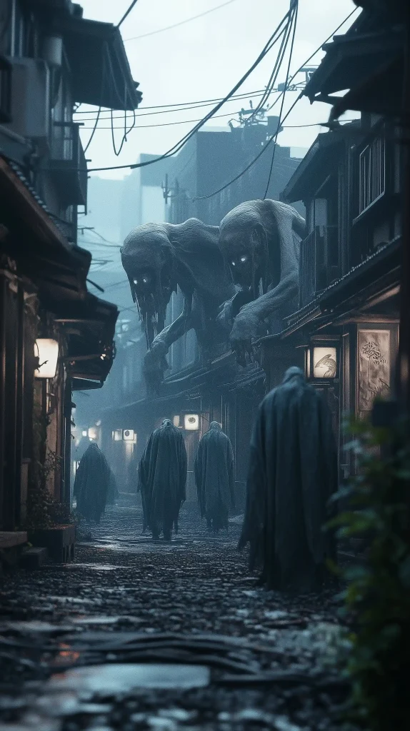 Ominous Twilight Japanese Town