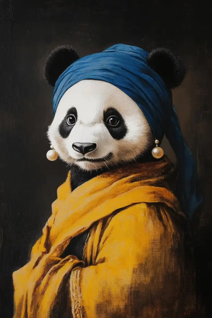 Panda in Pearl Earring