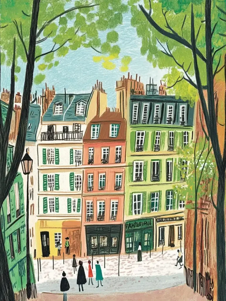 Parisian Streets Illustrations Matisse Style