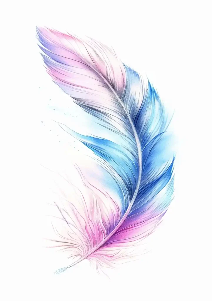 Pastel Feather Tattoo Design