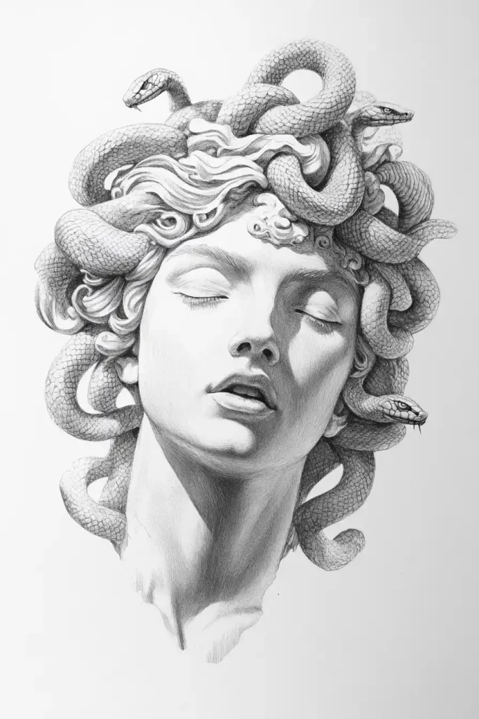 Pencil Drawing of Medusa