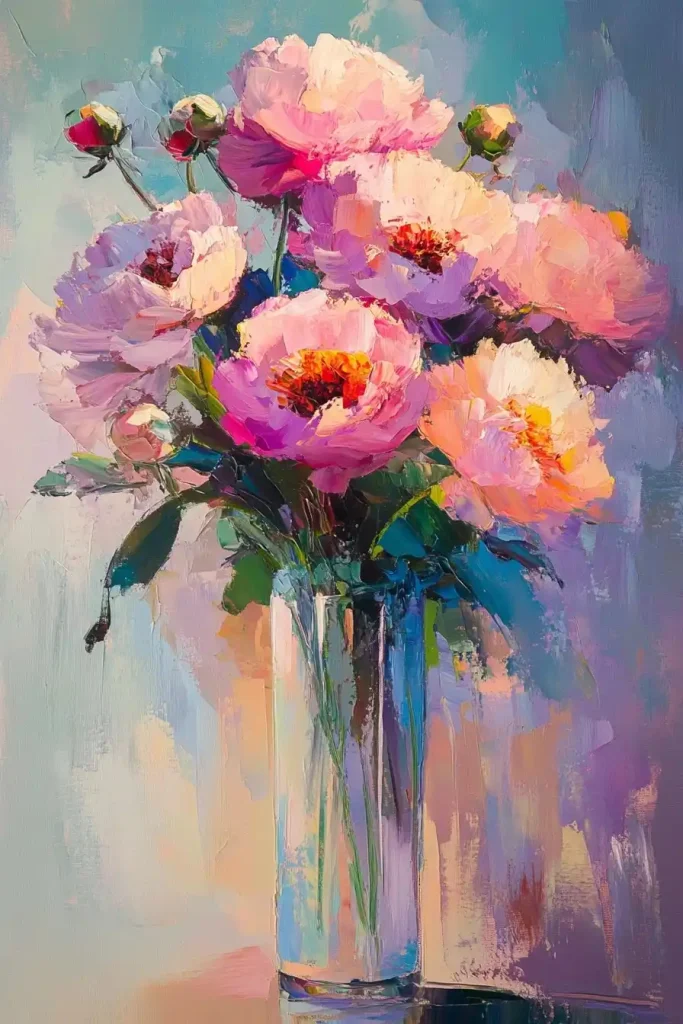 Peonies in Modern Vase