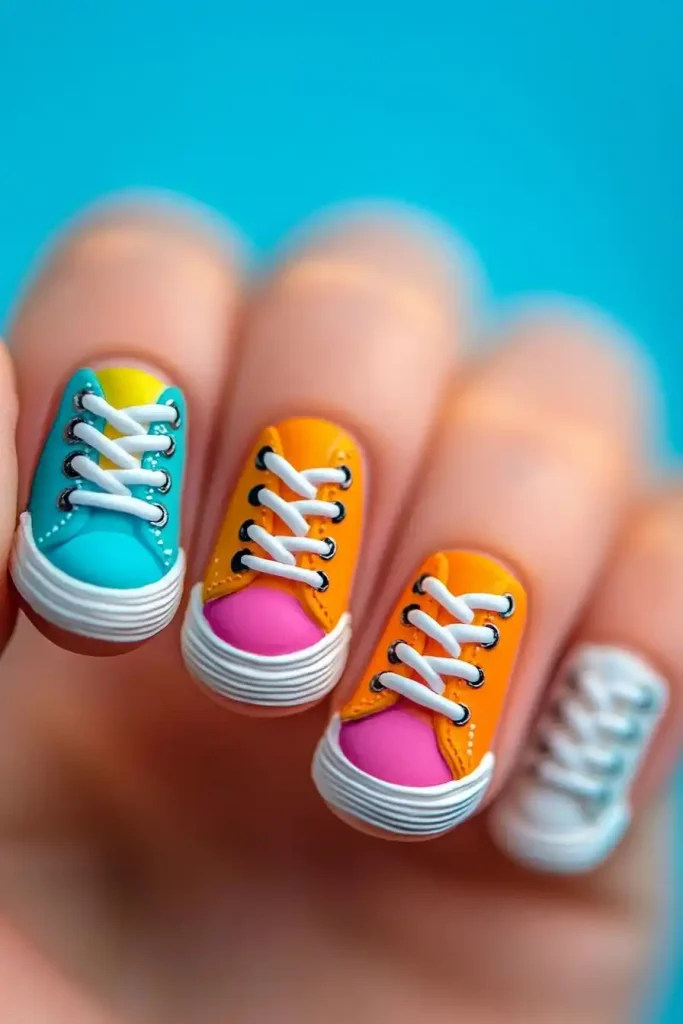 Photorealistic Sneaker Nail Art