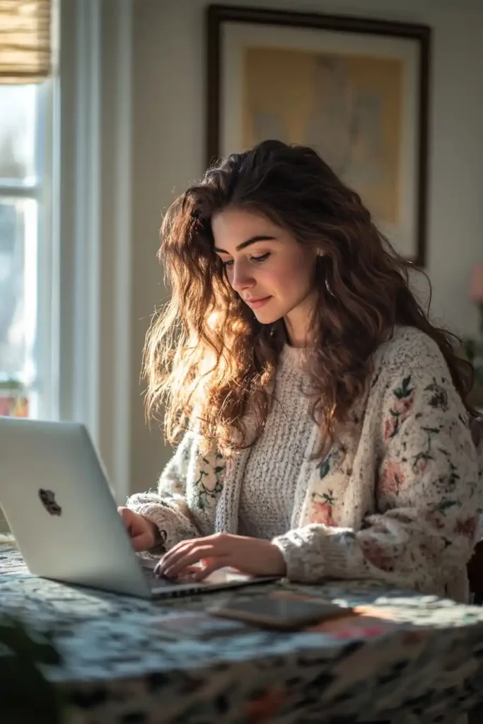 Photorealistic Woman at Desk