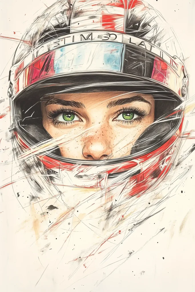 Racing Driver in Sketch Style