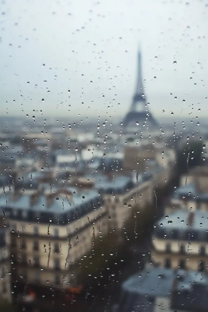 Rain-Drenched Paris View