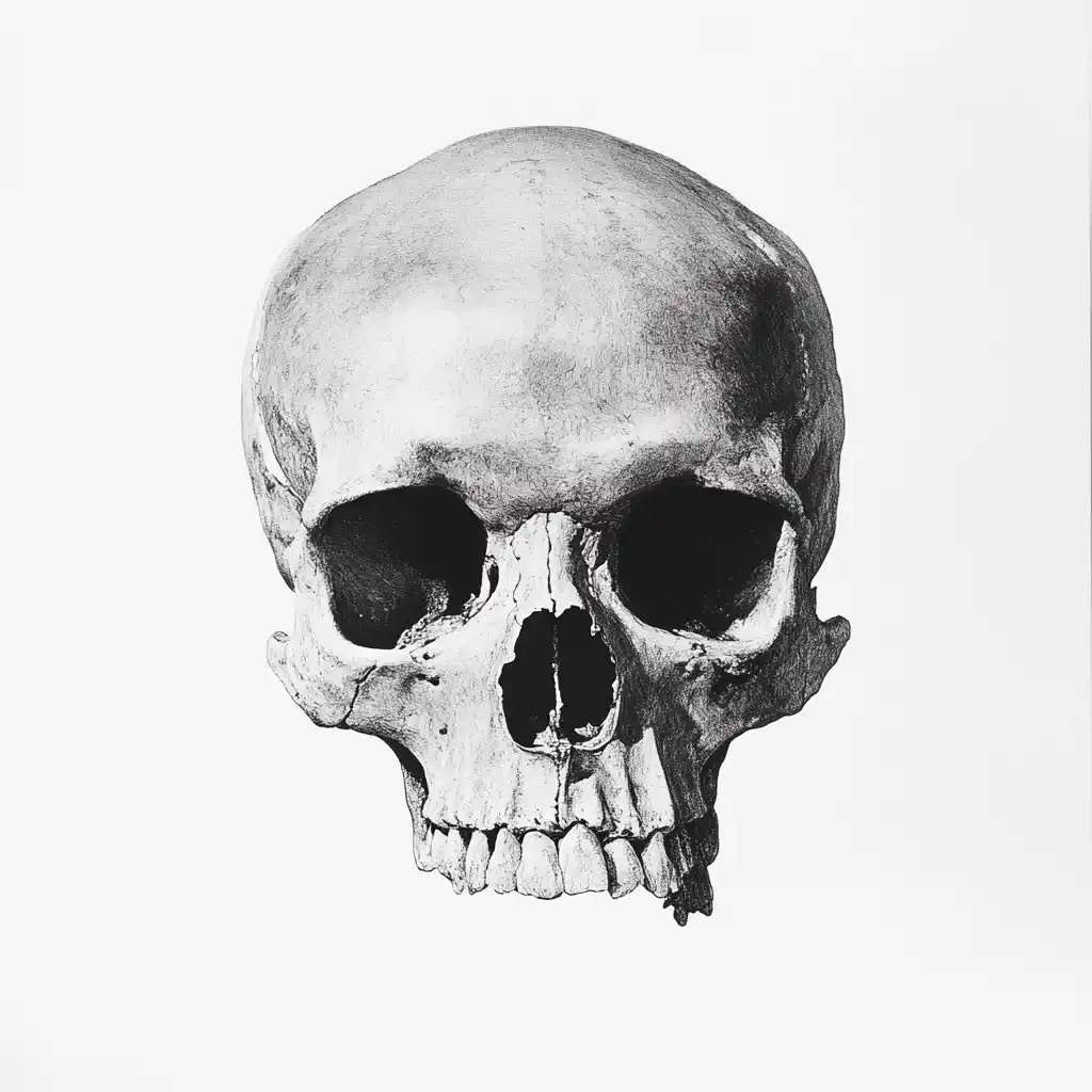 Raw Full-Body Skull Illustration