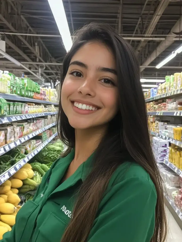 Raw Photo of Supermarket Worker