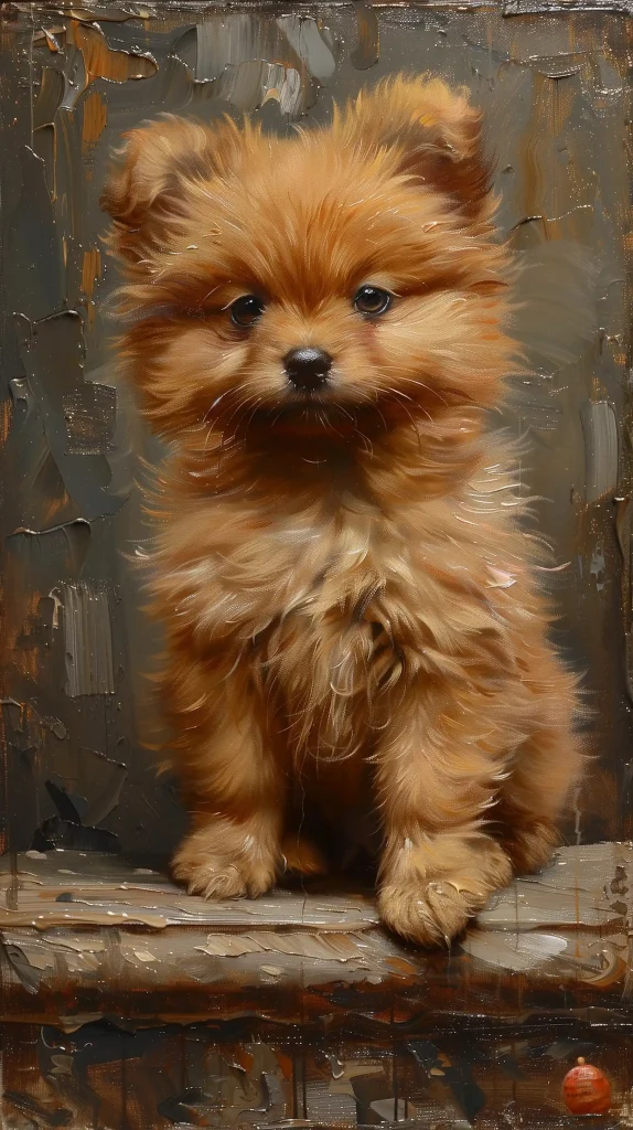 Raw Pomeranian Oil Portrait