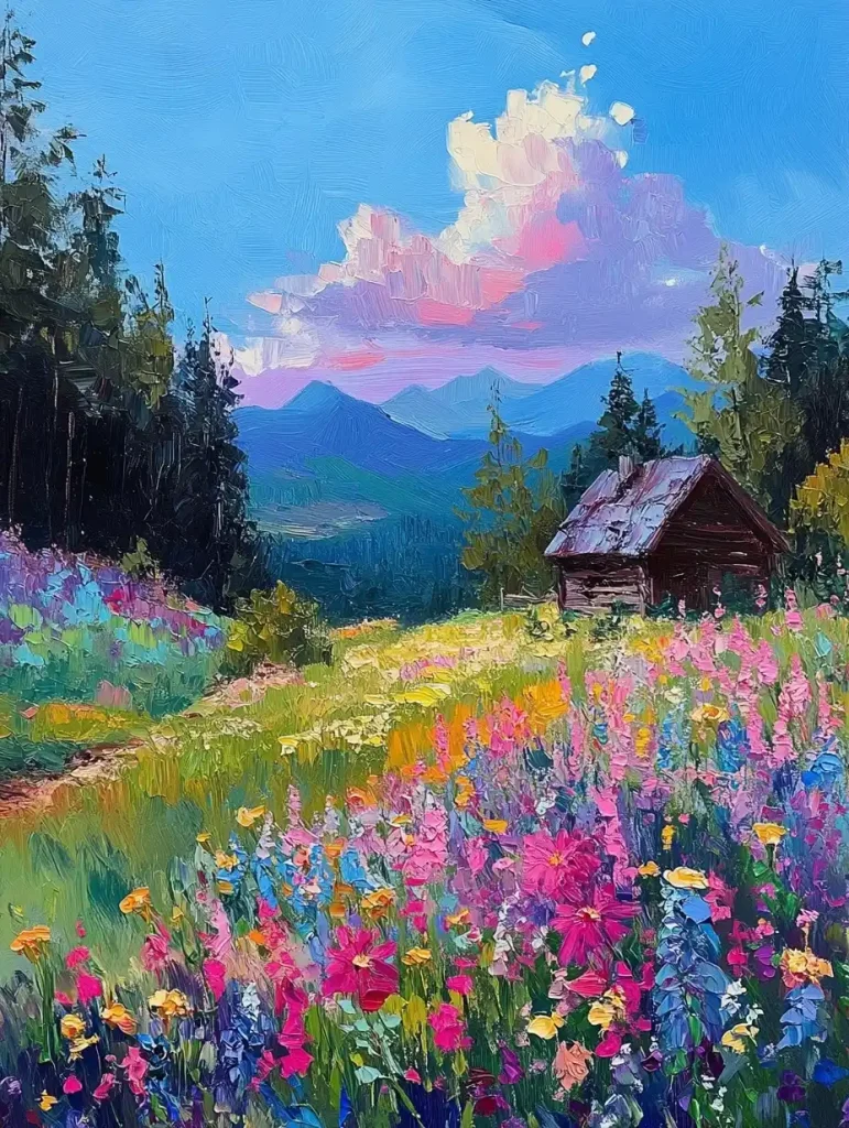 Realistic Landscape with Cabin