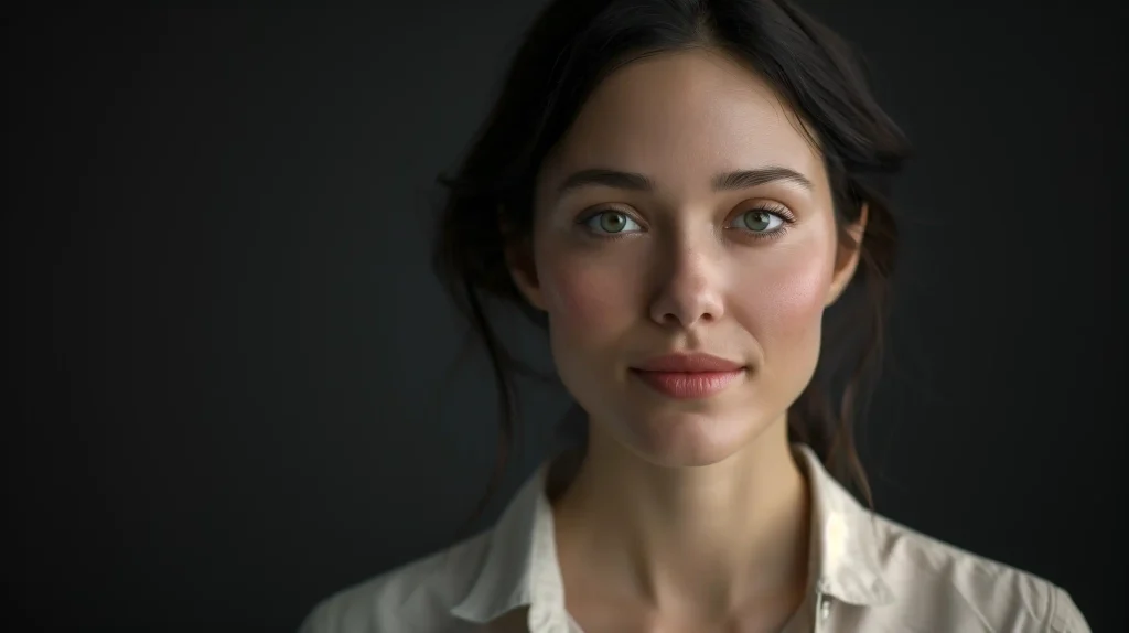 Realistic Woman Portrait on Black Background