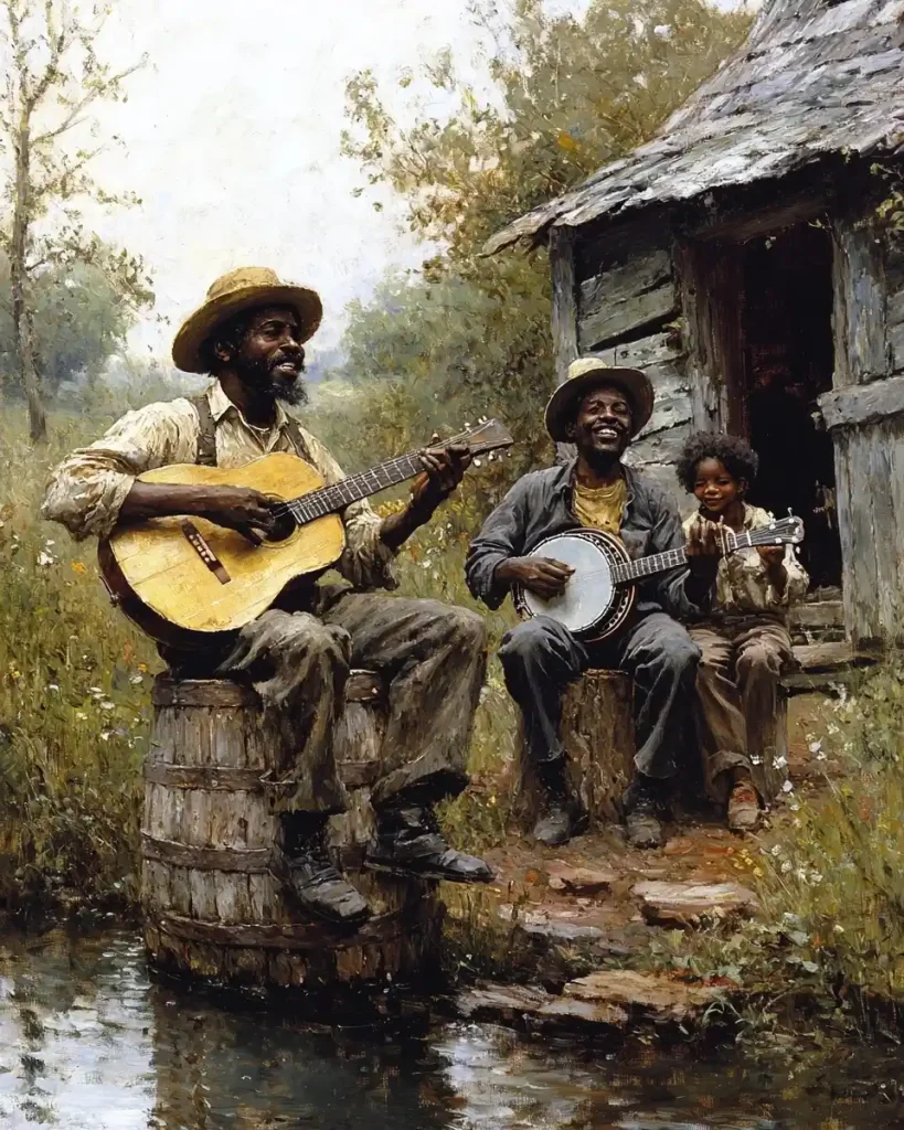 Rembrandt-Style Musicians Outdoors