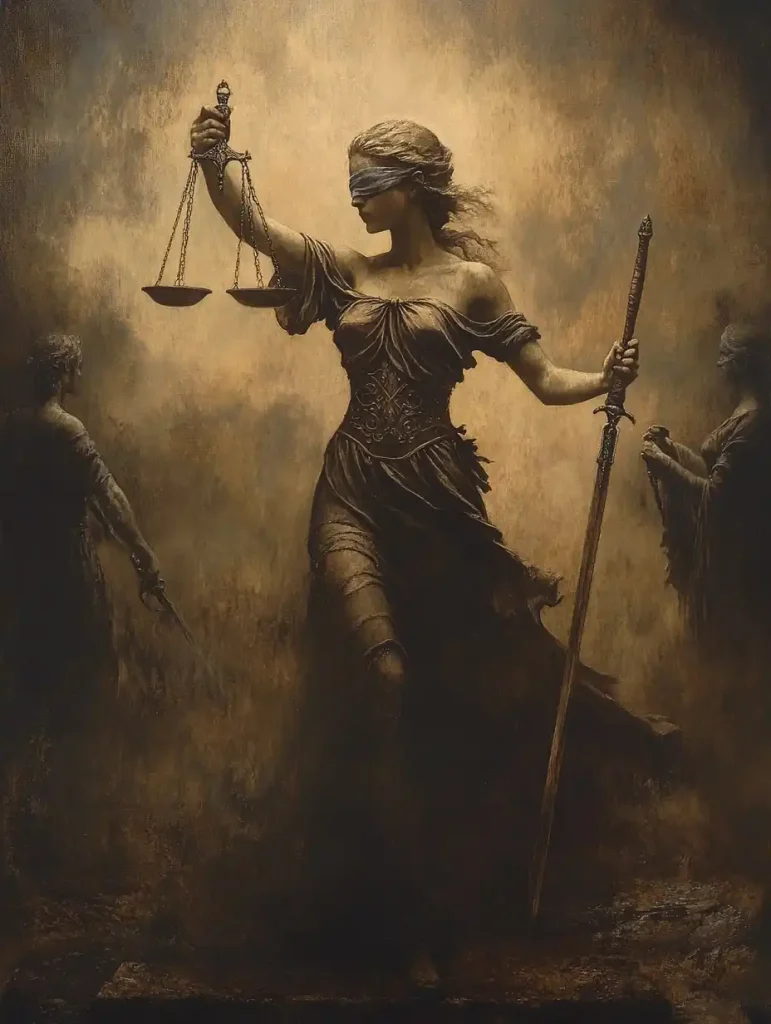 Renaissance Lady Justice Scene