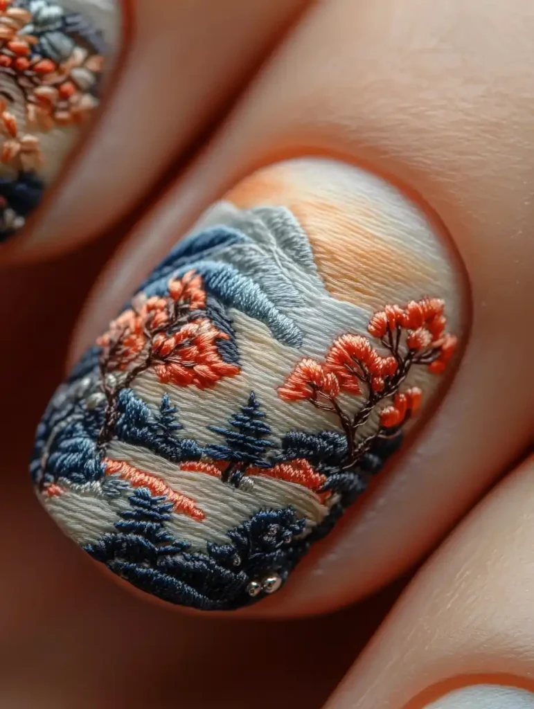 Silk Embroidery Nail Art