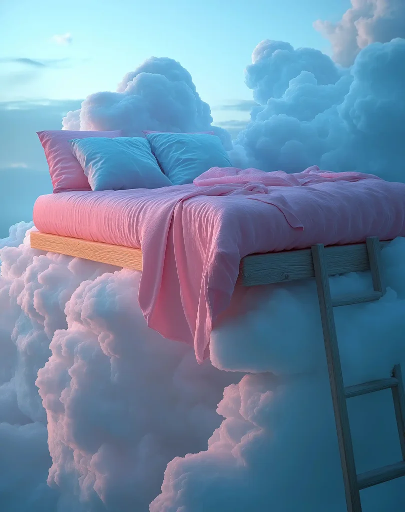 Surreal Bed Among Clouds