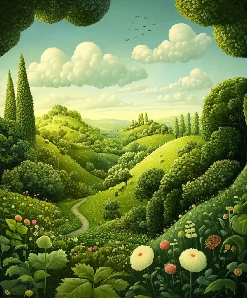 Surreal Countryside with Greenery