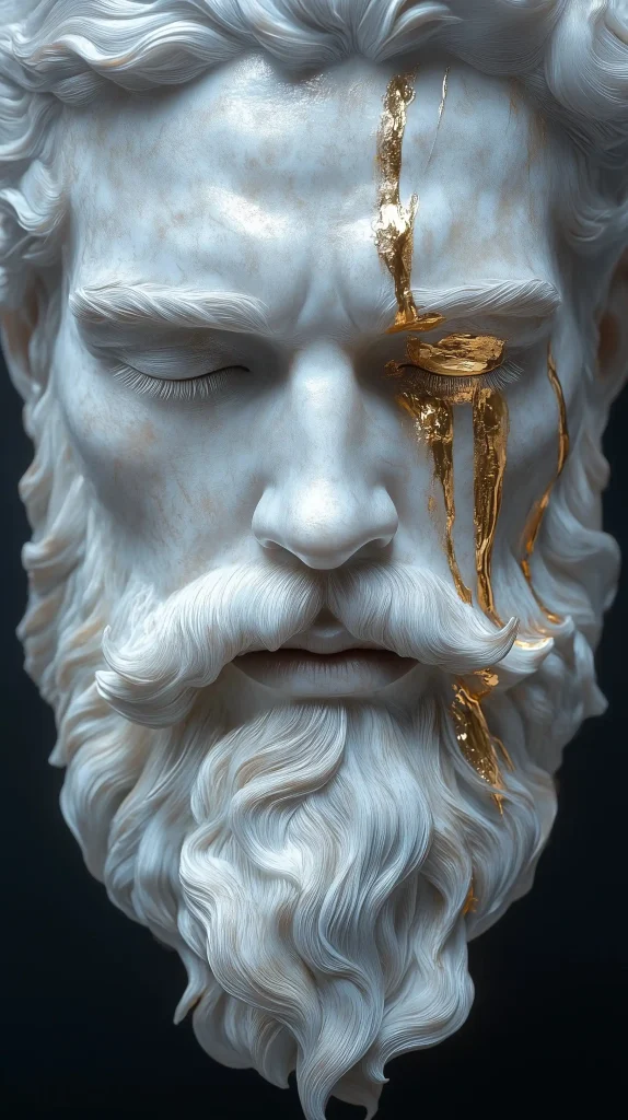 Surreal Gold-Leaking Statue