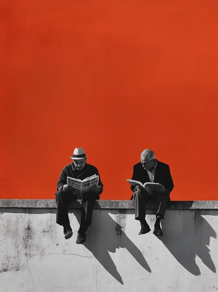 Surreal Graphic Men Sitting