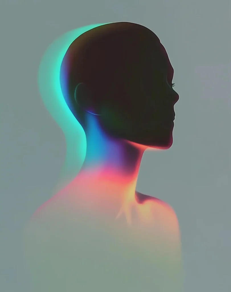 Surreal Neon Woman Portrait