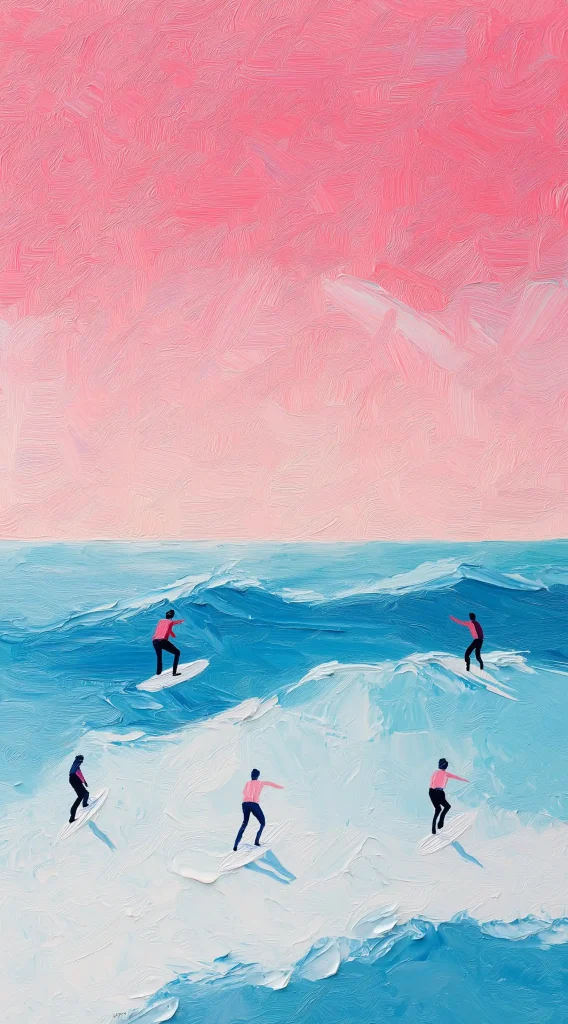 Surreal Surfers in Waves