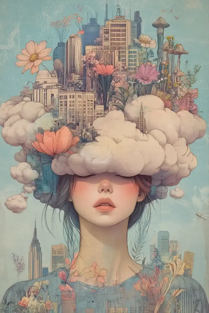 Surreal Woman with Cloudscape