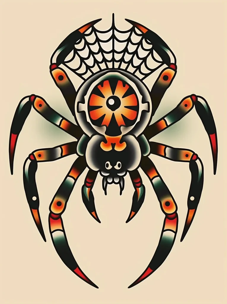 Symmetrical Spider Tattoo Flash