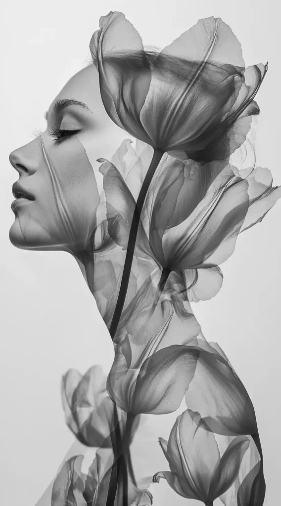 Tulip Portrait in Double Exposure