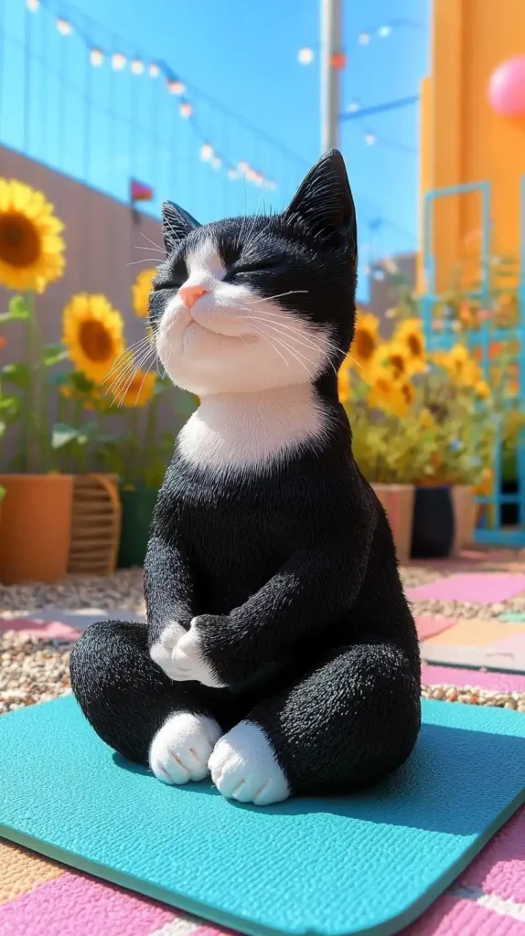 Tuxedo Cat Yoga Photography