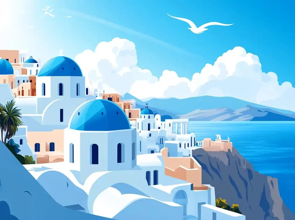 Vector Greek Architecture Scene