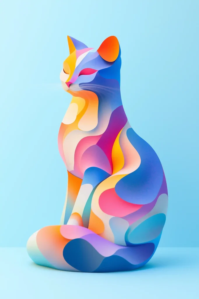 Vibrant 3D Cat Composition