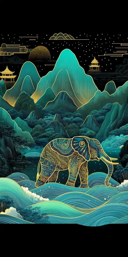 Vibrant Elephant in Landscape