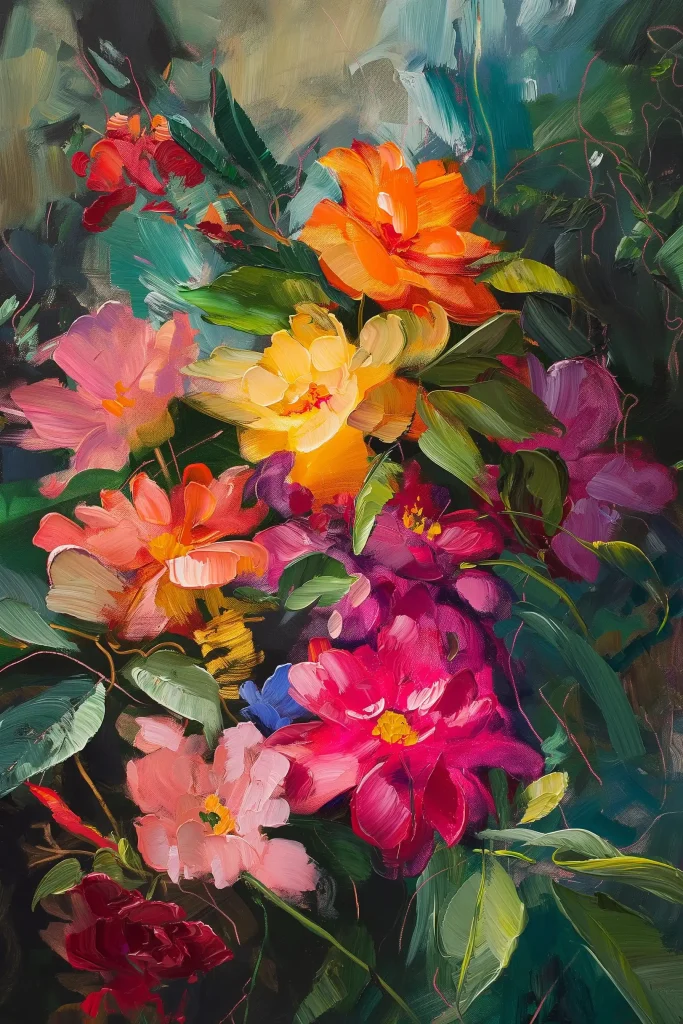 Vibrant Floral Oil Painting