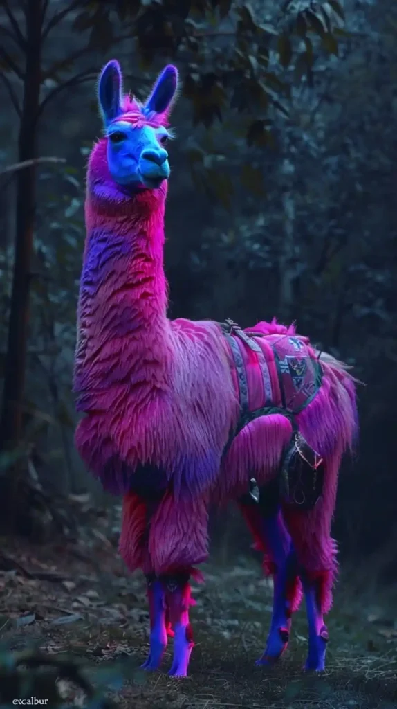 Vibrant Purple Llama Fantasy