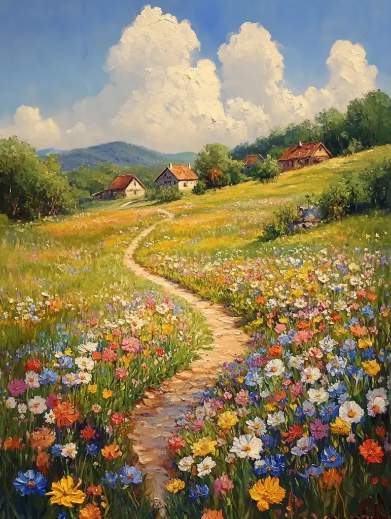 Vibrant Rural Landscape Painting