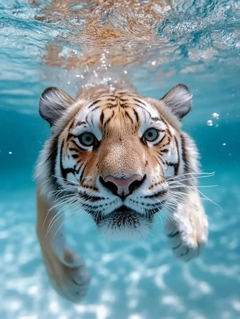 Vibrant Tiger Underwater Portrait