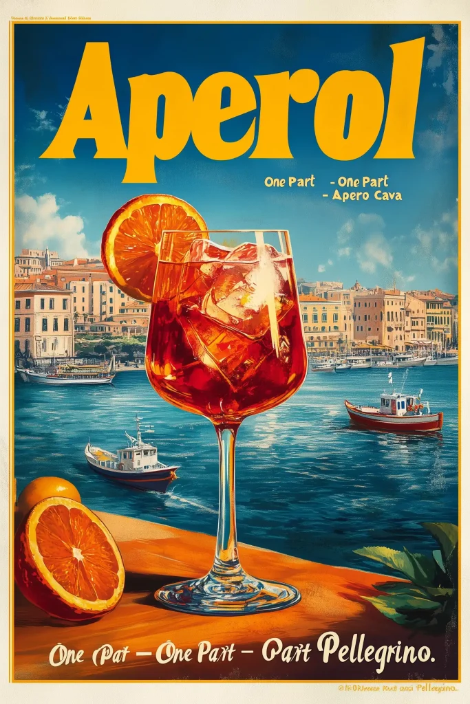 Vintage Aperol Coastal Poster