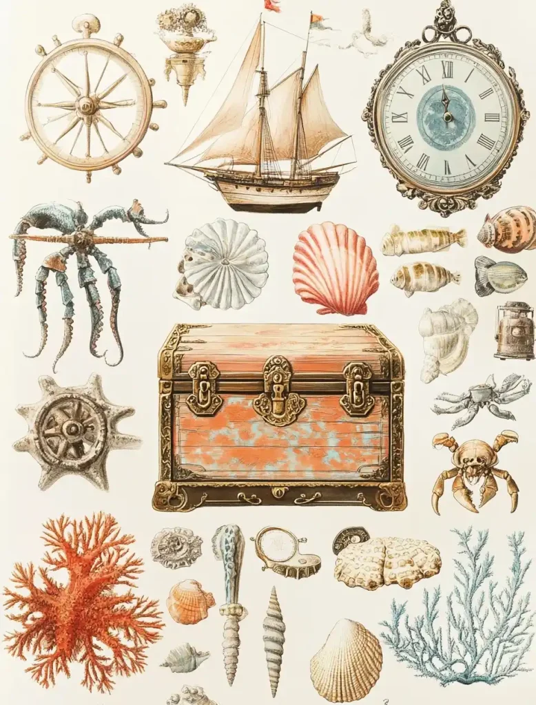 Vintage Collage of Sea Treasures