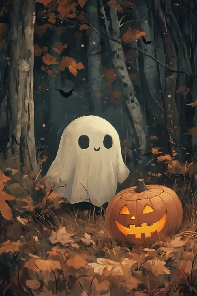 Vintage Ghost and Pumpkin